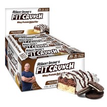 미국직구 로버트 어바인이 디자인한 FITCRUNCH 풀사이즈 단백질 바 6단 구운 바 설탕 6g 글루텐 프리 & 소프트 케이크 코어(우유와 쿠키), 상세참조, 수량