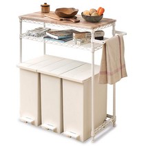 아이리스 오야마 레인지대 키친 랙 폭 75×안길이 36×높이 90 cm 로우 타입 내하중 80 kg 메탈 쓰레기통상 조립품 스틸제 CMM-PRL7590 화이트