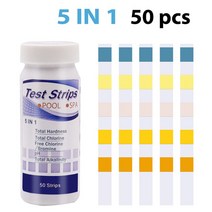 50Pcs 물 테스트 스트립 5 In 1 풀 스파 물 테스트 스트립 염소 브롬 PH 알칼리도 경도 키트 수영장 액세서리 수영장|지시종이|, 1개, 파란, 단일