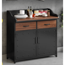 철제 카페 셀프바 테이블 분리수거 선반 탕비실, 2문, 레드-길이180x폭40x높이90cm