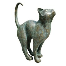 정원 야외 조각상 인테리어 소품 장식품 고양이 입상 청동 잔디 현관 마당 집 조각 홈 오피스, 초록