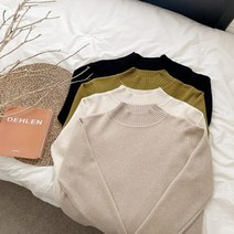 신세계TV쇼핑 [옷자락] 여자 비스코스 골지 반목티 솔리드 긴팔 무지 니트