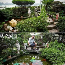 정원 장식 물레방아 오줌싸개 동상 연못 유럽풍 소형, 소년 74cm (화이트)