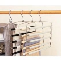 다용도5단 바지걸이 바지옷걸이 공간절약 옷장정리 회전후크 넥타이정리, 블랙