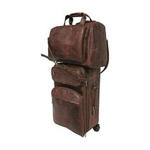 Amerileather 브라운 타조 프린트 가죽 투피스 세트 트래블러