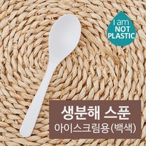 PLA 일회용 아이스크림 스푼(백색) 100개, 1개, 화이트