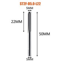 Dreanique-3.175mm 4mm 6mm 8mm 생크 2 플루트 텅스텐 카바이드 엔드밀 CNC 라우터 비트 스트레이트 슬롯 밀링 커터, ST2F-D5.0-L22