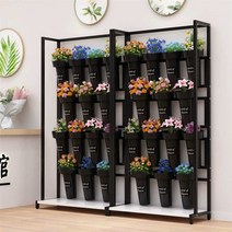 꽃집 진열대 꽃다발 선반대 화분 판매대 꽃가게 생화 전시대, 4단100x37x200cm(14통)골드흰색