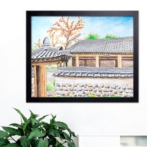 나봄갤러리 감나무와 기와집 4 감그림 감나무 액자 사업장추천그림, 1.심플 블랙 액자, 1개