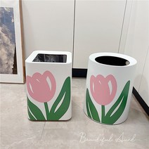 튤립 휴지통 예쁜 쓰레기통 깔끔한 분리수거함, 원형 튤립 쓰레기통 L