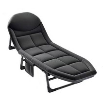 1인용 간이 접이식 침대 이동식 캠핑 리클라이너 의자, 200 × 64 × 30cm블랙