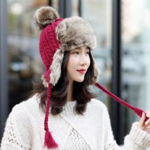 라라메이드 여성 방울 방한 귀달이 모자 털모자