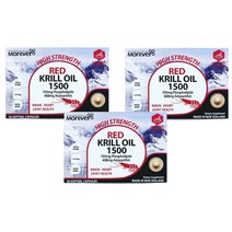 Morever 뉴질랜드직배송 모에버 Red Krill Oil 레드 크릴오일 1500mg 인지질함유 하루한알 30정 3통