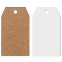 종이 크라프트 택 100장 무지 흰색 텍 행택 프라이스택 선물 포장 Kraft Tag, 6각 4x7cm