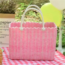 라탄공예 라탄재료 누빔바구니 쇼핑 바구니 휴대용 짠 바구니 목욕 바구니 보관 바구니 피크닉 용품 그물 레드 풀 세트 피크닉 바구니 ins 라탄바구니, CPT 핑크 엑스트라 라지