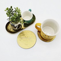 DIW74126D 금속 골드 코스터 원형 고급 컵받침 메탈 티 컵홀더