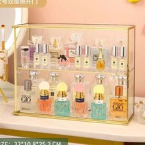 골드프레임 향수 수납 박스 테이블 화장대 정리함 아크릴 화장품 소품 선반 피규어 미니어처, 투명 아크릴 2단개