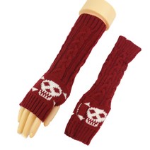 두개골 팔 소매 긴 팔로 따뜻한 손가락 장갑 니트 팔 슬리브 신축성 반 손가락 장갑 할로윈 의상
