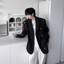 가을단색금속걸이충색루즈핏남성정장코트투톤KK24/P205