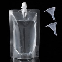 음료 주스 투명 스파우트 파우치 포장지 용기, 스파우트파우치 300ml 100개+(미니깔때기2개)