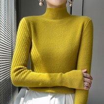 겨울 가을 2022 양털 이너티셔츠 스웨터 여성 슬림핏 블랙 긴 소매 반폴라 니트 톱