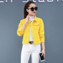 FANSYLI 여성 데님 재킷 가을 쇼트 코트 8FF