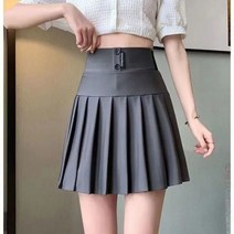 한국 프레피 스타일 솔리드 하이웨이스트 플리츠 미니 스커트 여성 캐주얼 봄 가을
