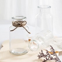 투명 시약병-드라이플라워 화병 빈티지 유리병 디퓨저병 인테리어화병 홈데코 인테리어 디퓨저 분위기 감성, 리본 장식 있음