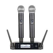 무선 마이크 glxd4 전문 시스템 uhf 마이크 자동 주파수 60m 파티 밴드 교회 쇼 듀얼 핸드 헬드 마이크, 미국 플러그