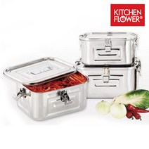 키친플라워 스텐 사각 김치통, 5L, 3개