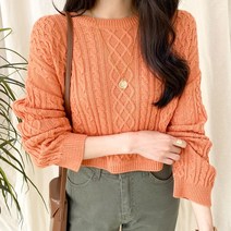 아모르데이 여성용 라운드 토슈꽈 크롭 니트