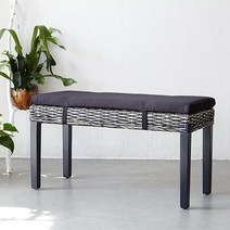 [리퍼]아르톤 자연라탄 2인 원목벤치/쿠션방석포함, 블랙