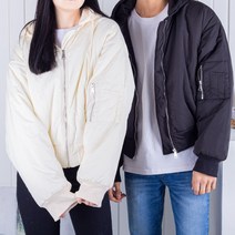 남자 오버핏 항공점퍼 후드 탈부착 남녀공용 MA-1 크롭 베이지 면 양털점퍼