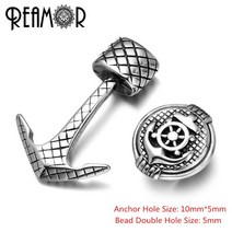 후크 봉투걸이REAMOR 316l 스테인레스 스틸 앵커 커넥터 나침반/방향타 비즈 쥬얼리 세트 가죽 팔찌 걸쇠에, 04 LJ035 4