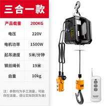 호이스트 1톤 전동 리프트 이동식 소형 크레인 기중기 윈치 권양기 전동윈치 220V, 200kg 수동선제어 3 in 1