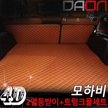 주식회사 아이빌 기아 모하비 신형퀼팅 4D 자동차 트렁크매트 + 2열등받이 풀세트, 7인승 일체형, 블랙+블루