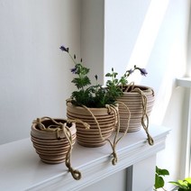 cocooning 밧줄포함 행잉 걸이용 토분 화분 3세트