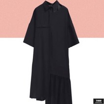 가바바 여성 셔츠원피스 언발란스 기장의 독특한 플레어 카라넥 롱원피스 G53958