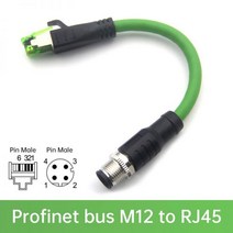 IP67 M12 커넥터-RJ45 플러그 Profinet D Tyle 4 핀 이더넷 스위치 전송 신호 커넥터 1M Male Famale 와이어, 02 male plug to rj45