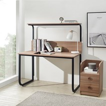 [에센홈] 렉스 철제 입식선반 게이밍 사무용 학생 책상, 오크, 화이트