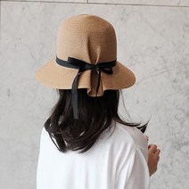 마렌느 셀리햇 지사 리본 모자 여름 비치 밀짚모자