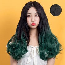 가발위드 투컬러 웨이브 붙임머리 헤어피스 가발 10cm, 블랙애쉬그린50cm, 1개