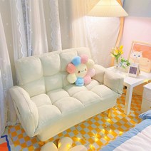 2인용 거실 쇼파 인터넷 연예인 게으른 소파 더블 침실 작은 작은 아파트 임대 주택 아파트 경제 간단한 패브릭, 오프화이트 스페셜 에디션  베개 2개 증정, 다기능 소파