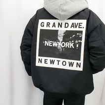 WOWayo 남자 빅사이즈 오버핏 패치 후드 항공 점퍼