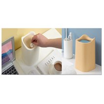 분리수거통 직사각형 휴지통 화장대용 스윙 뚜껑형, 화이트