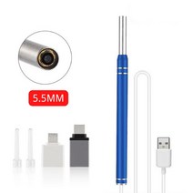 스마트귀이개 내시경귀이개 보이는귀이개 귀후비개 카메라귀이개 귀 내시경 3 in 1 5.5MM HD 비주얼 USB 검이경 귀지 청소 검사 카메라 도구 안드로이드 전화 PC 용, 03 파란, 한개옵션1