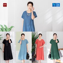 시원한 촉감 자연인견 여성 데일리 여름반팔 원피스