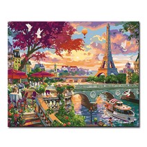 DIY캔버스페인팅 명화그리기 액자 그림 세트 유화 - 풍경 40x50, L121_블루밍 파리