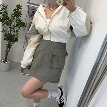 아노락 크롭집업 카고스커트 투피스 세트