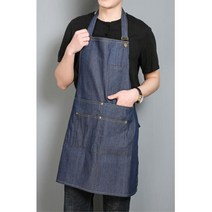 목끈조절 주머니 두껍고 뻣뻣한 청앞치마 진청색 유니크 denim 간지 공방앞치마 가성비
